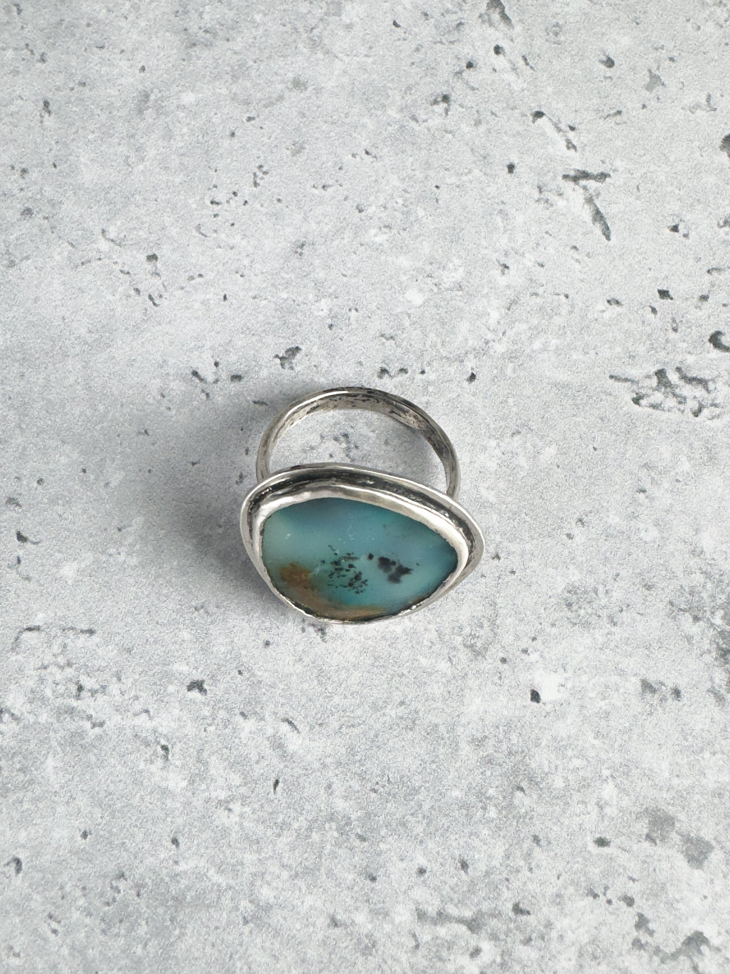 Peruvian Blue Opal Statement Ring - Size 7.5