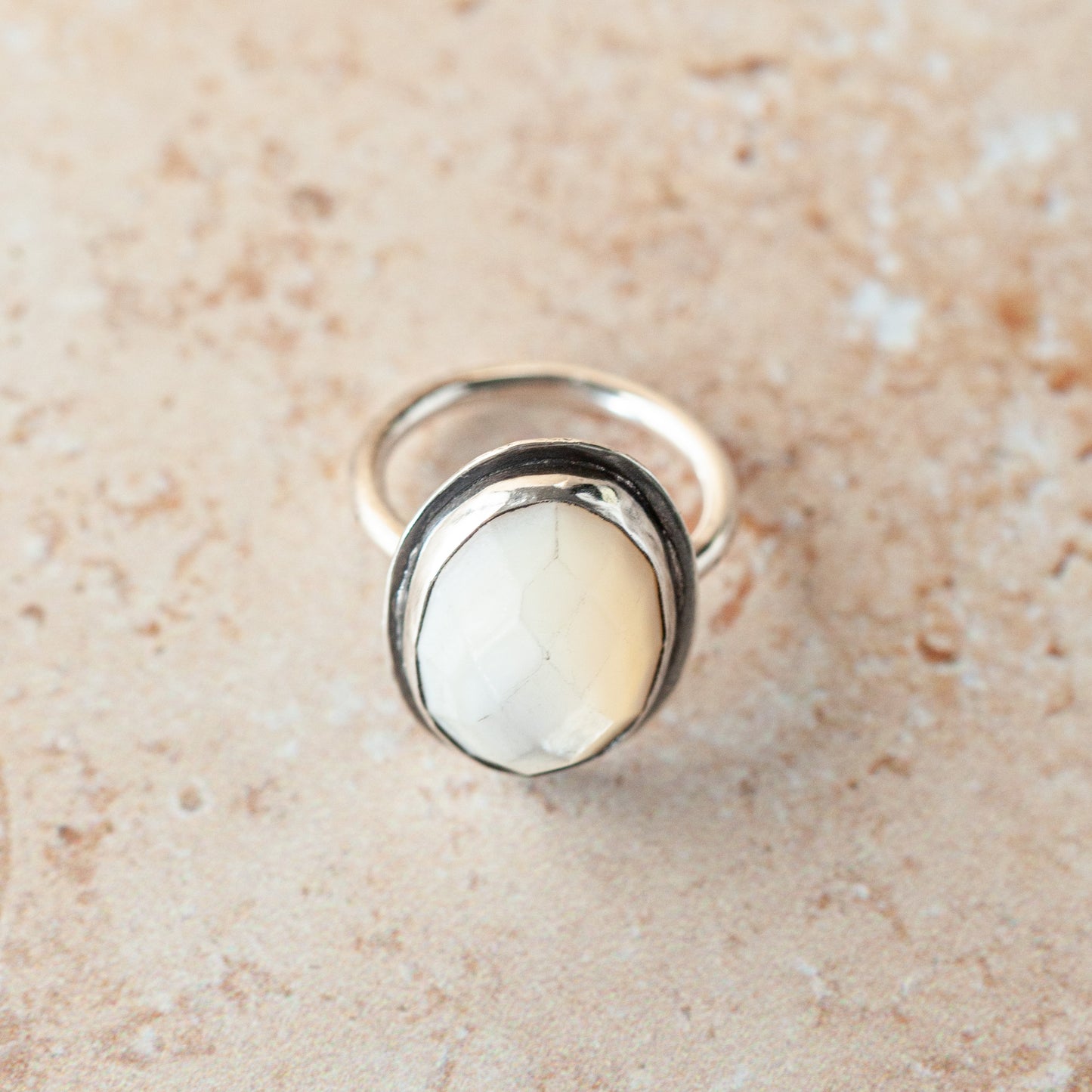 Chunky Mother of Pearl Ring - Size 6.25