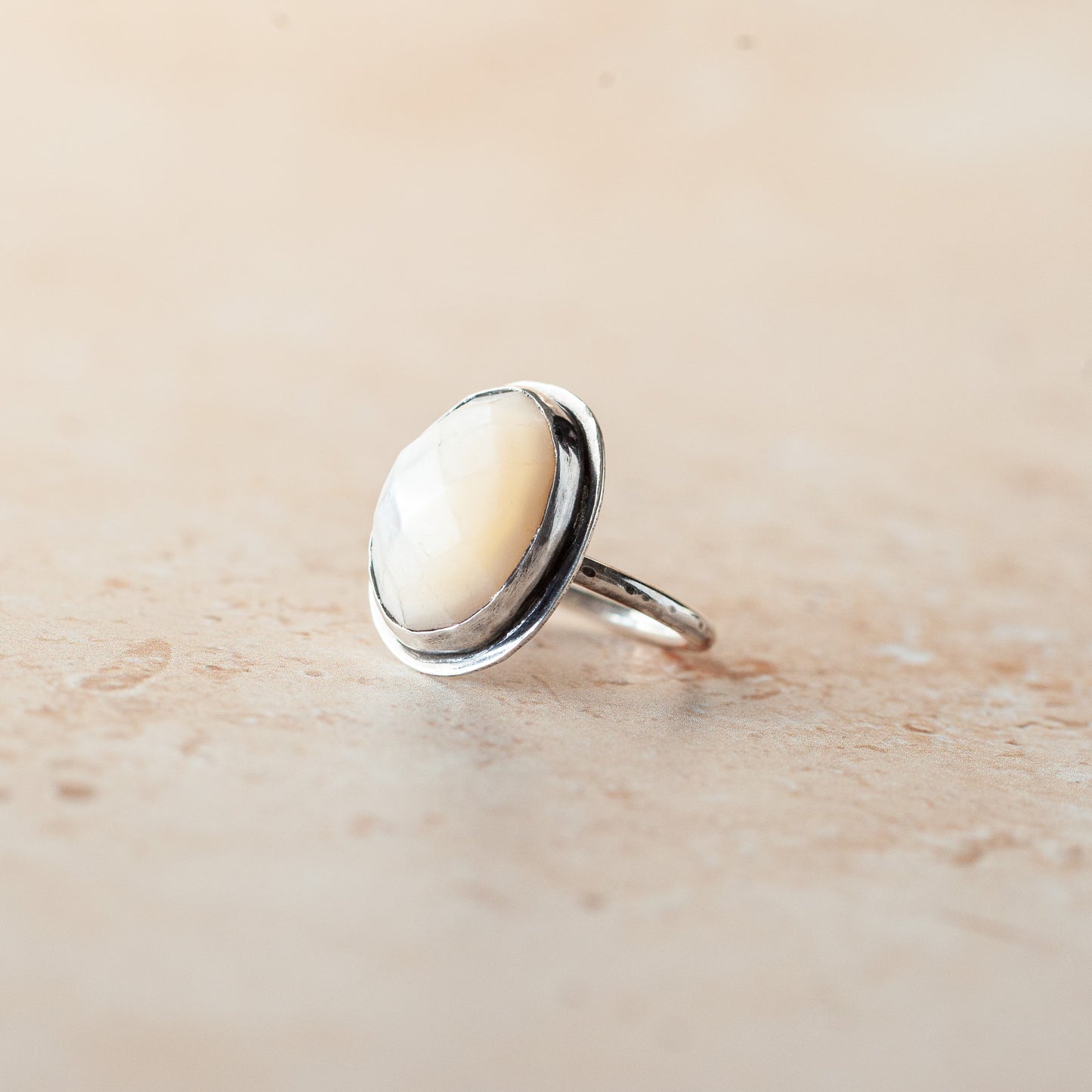 Chunky Mother of Pearl Ring - Size 6.25