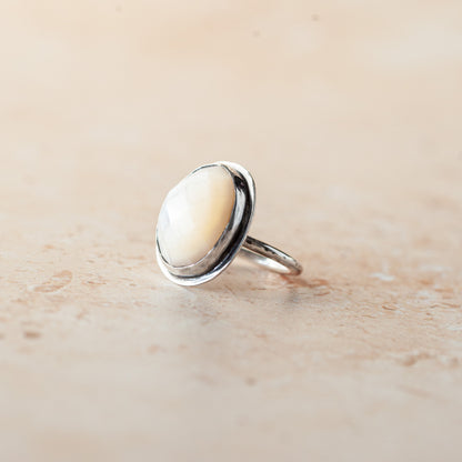 Chunky Mother of Pearl Ring - Size 6.25